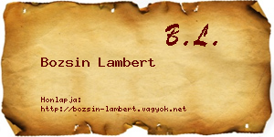 Bozsin Lambert névjegykártya